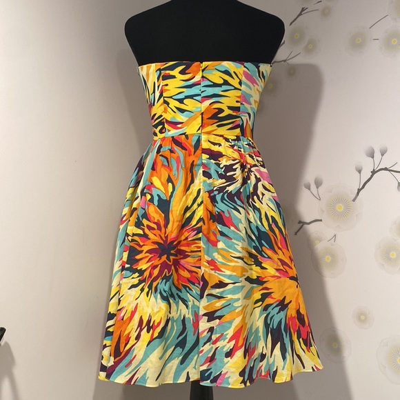 Vintage 90s Y2K NICOLE MILLER Strapless Cocktail Dress Tropical Floral Print XS - Picture 5 of 7